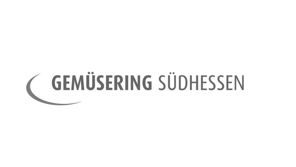 Gemüsering Südhessen Logo in grauer Schrift mit einem grauen Halbkreis links vom Text