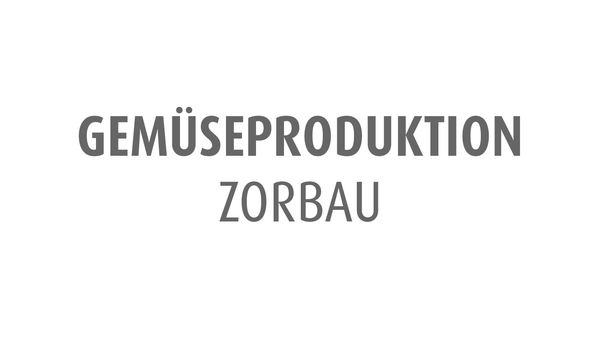 Gemüseproduktion Zorbau Logo in grauer Schrift auf weißem Hintergrund